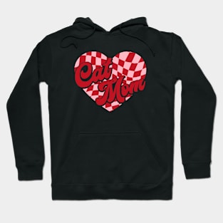 Valentine Cat Mom Checkered Heart Valentine's Day Hoodie